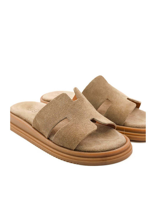 Μπεζ Ανατομικές Flatform Παντόφλες Puzzle Κοπές
