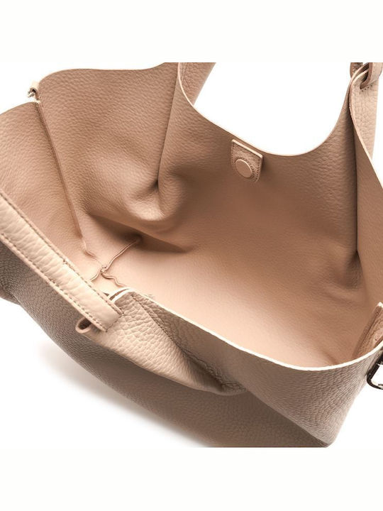 Leather Women's Shoulder Bag Beige BS9720 Pinksalt