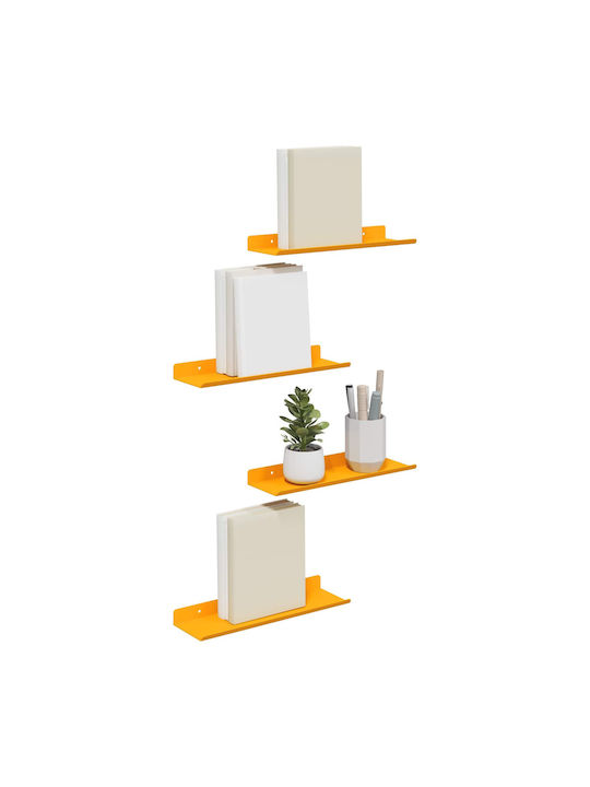 Shelves Wall Chamomile Yellow 4pcs 30x9x2.5cm