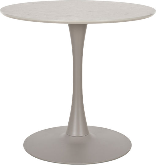 Caspian Round Dining Table Wooden with Metal Frame Grey 80x80x75cm
