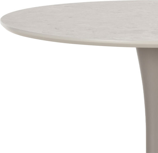 Caspian Round Dining Table Wooden with Metal Frame Grey 80x80x75cm