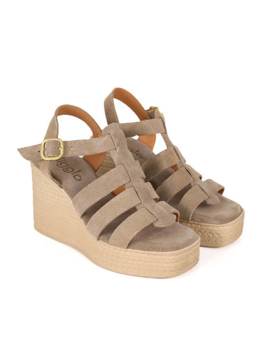 Бежови Платформи С Тънки Каишки Made In Greece
