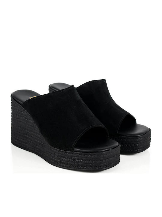 Μαύρες Mule Πλατφόρμες Made In Greece Φαρδιά Φάσα