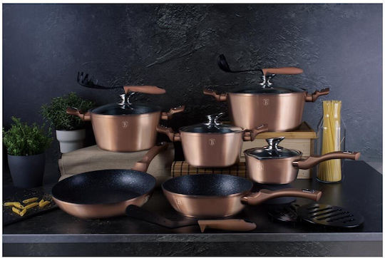 Berlinger Haus Metallic Line Kochgeschirr-Set aus Aluminiumguss Rose Gold mit Antihaftbeschichtung 6 Teile