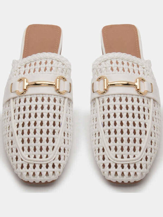 Mules with Low Heel in White Color
