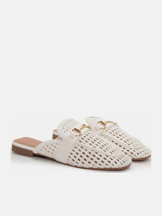 Mules with Low Heel in White Color