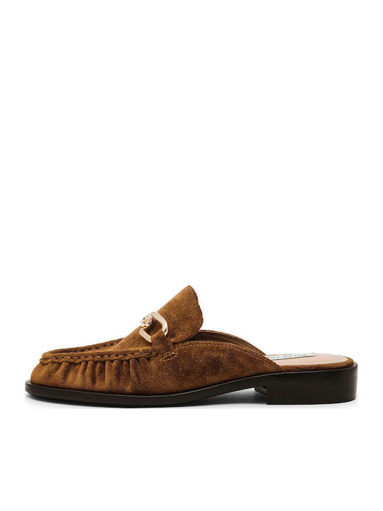 Suede Mules με Τακούνι σε Καφέ Χρώμα