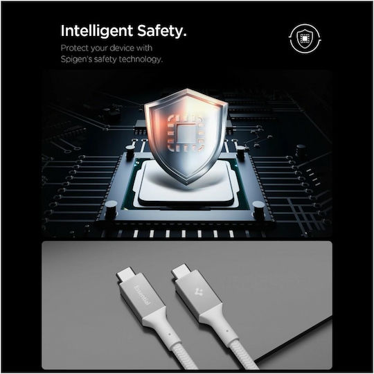 Spigen USB 2.0 Kabel USB-C männlich - USB-C 100W PD Weiß 1,5m ACA10420