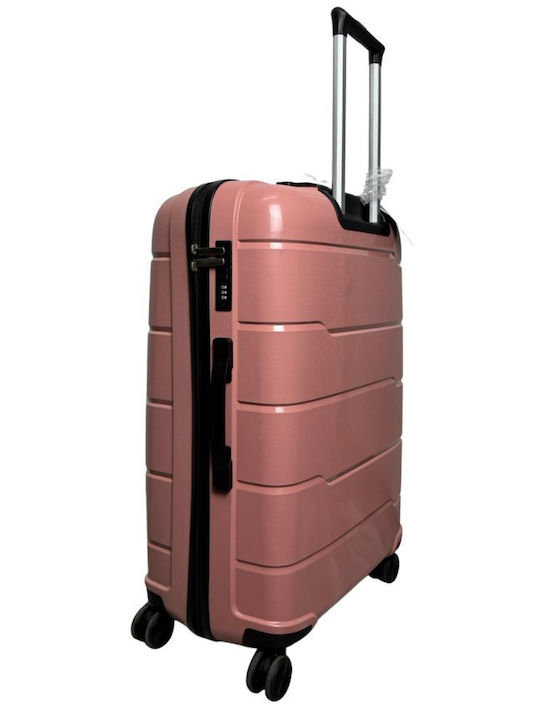 Hard Travel Suitcases Rose Gold with 4 Wheels Set of 3 Pieces