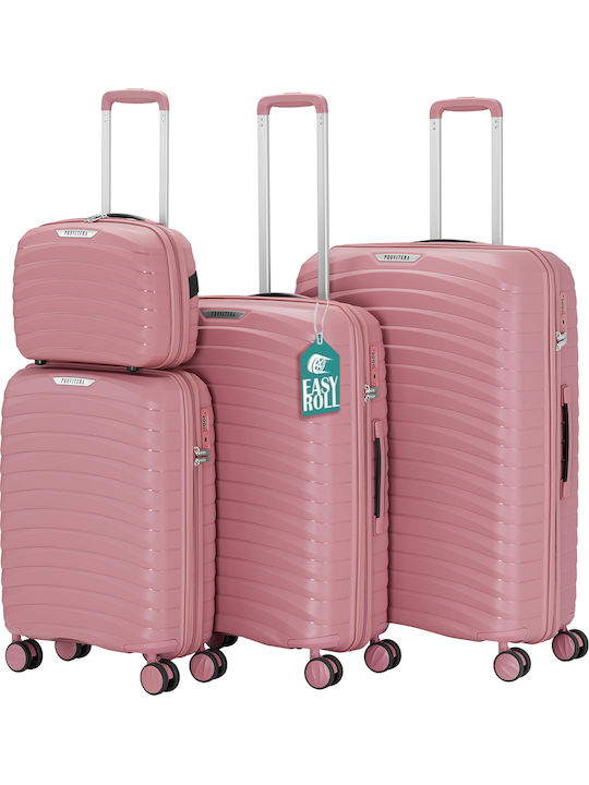 Provitera Reisekoffer Hartschalen Pink mit 4 Räder Set 4Stück
