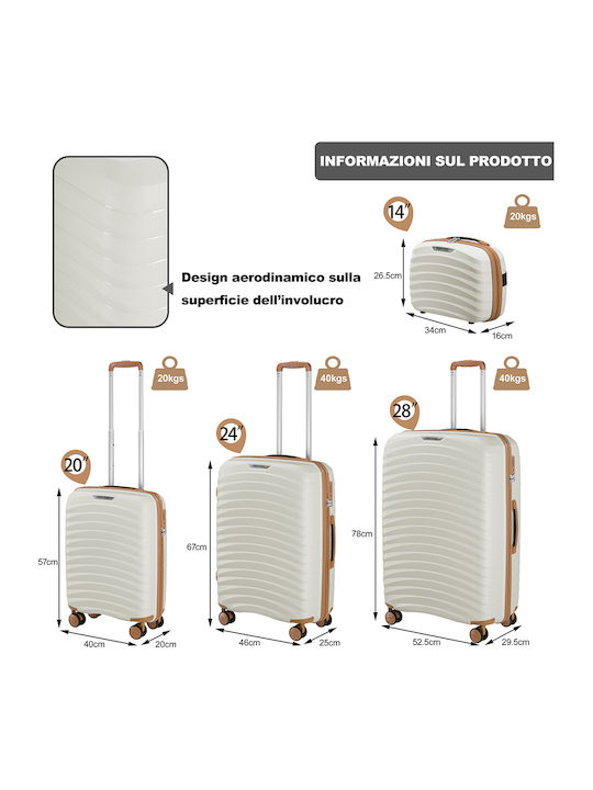Provitera Valize de Călătorie Dure White Pearl cu 4 roți Set 4buc