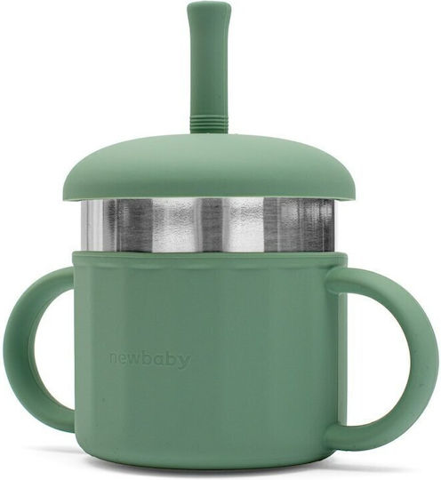 New Baby Cana de antrenament pentru bebeluși Silicon cu mânere Verde 220ml