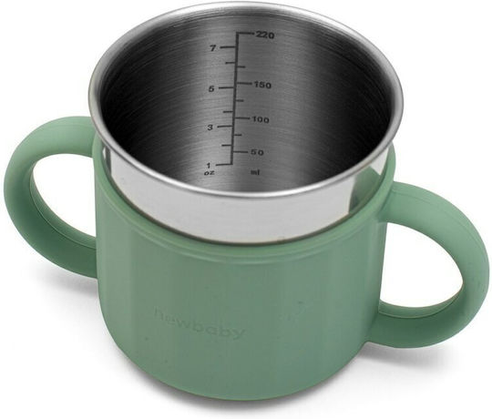 New Baby Cana de antrenament pentru bebeluși Silicon cu mânere Verde 220ml