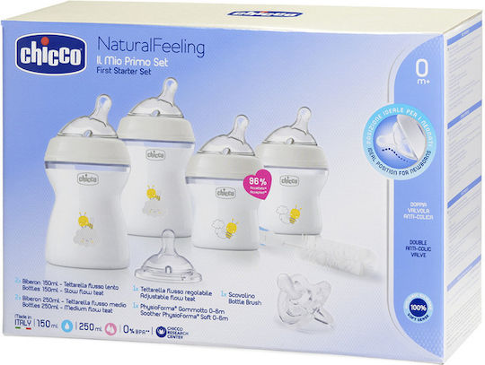 Chicco Plastic Baby Bottle Set Anti-Colic with Silicone Nipple Transparent 150ml