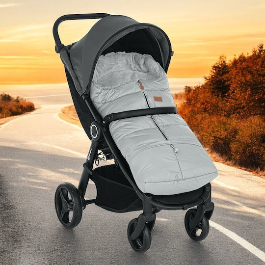 Petite & Mars Universal Sac de picioare pentru cărucior Impermeabil Gri cu căptușeală Fleece 100x48εκ.