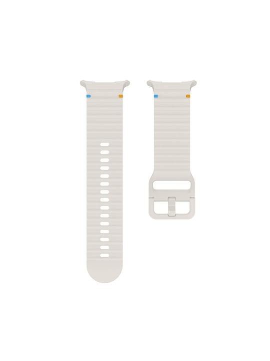 Samsung Galaxy Watch Ultra 2025 47mm Kalebol Silicone Strap Wavy Design Beige