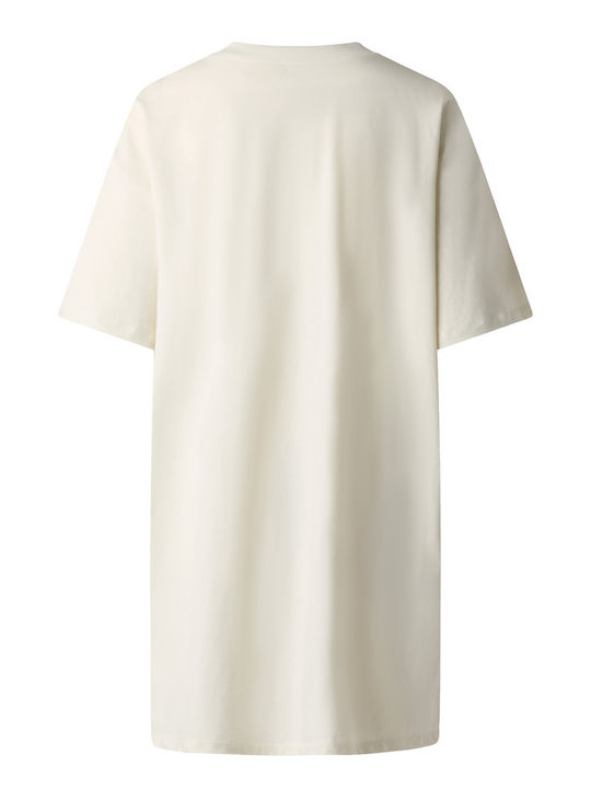 Summer Mini Athletic T-Shirt Short Sleeve Ecru Dress