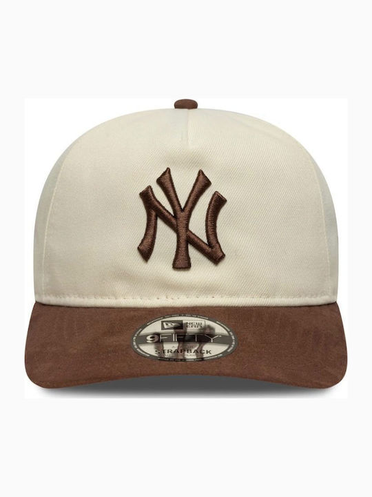 New Era 9fifty Yankees Mlb Suede Visor Light Beige A-frame Snapback Cap