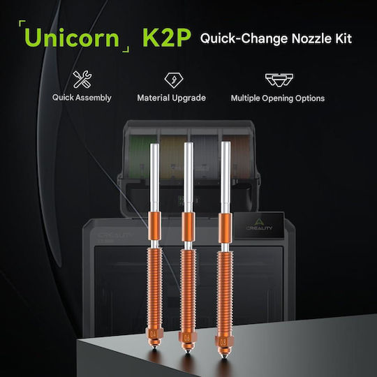 Set 4 Duze Creality Linx K2p Schimbare Rapidă Material Îmbunătățit 2 Duze 0.4 Mm 1 Duză 0.6 Mm 1 Duză 0.8 Mm Compatibil K2 Plus Realizate Din Aliaj De Cupru Oțel Călit