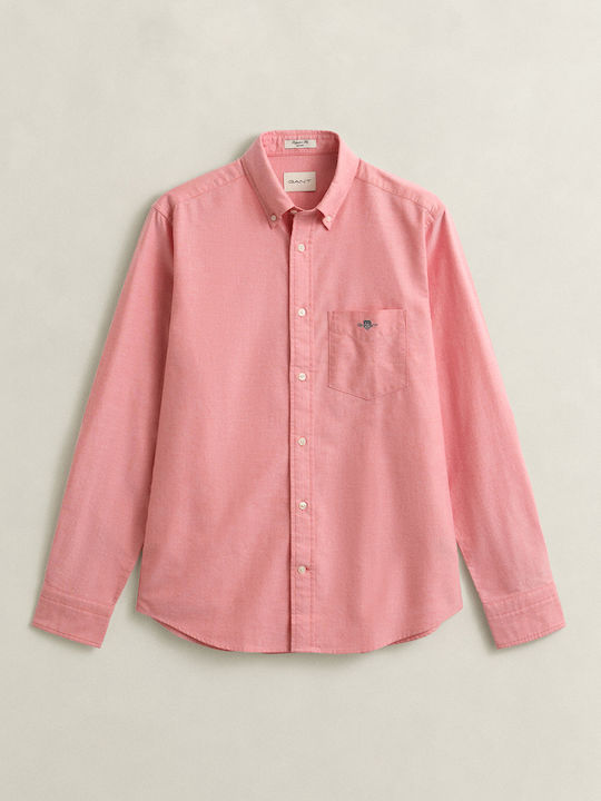 Reg Long Sleeve Cotton Shirt in Regular Fit Pink