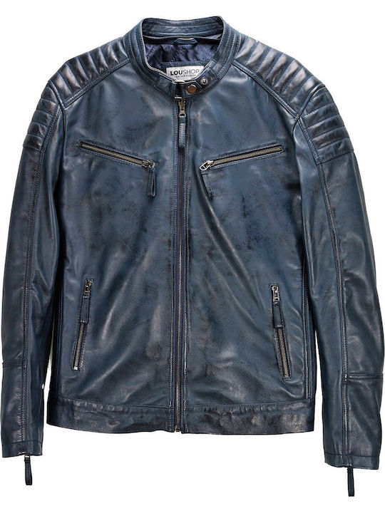 Leder Herren Jacke Dunkelblau