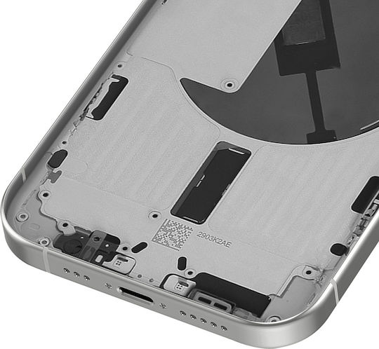 Clappio Akkuabdeckung iPhone 15 Pro Vorgefertigtes Gehäuse Magsafe Modul Weiß