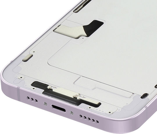 Clappio Komplettes Chassis iPhone 14 Rückglas Kameraobjektive Hell Lila
