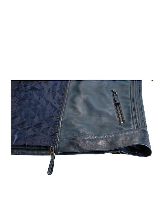 Leder Herren Jacke Dunkelblau