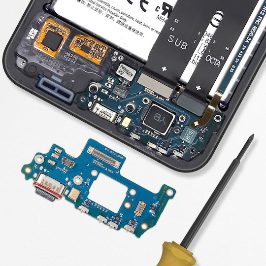 Clappio Conector De Încărcare Usb-c Galaxy S24 Fe Cititor Sim Microfon Albastru