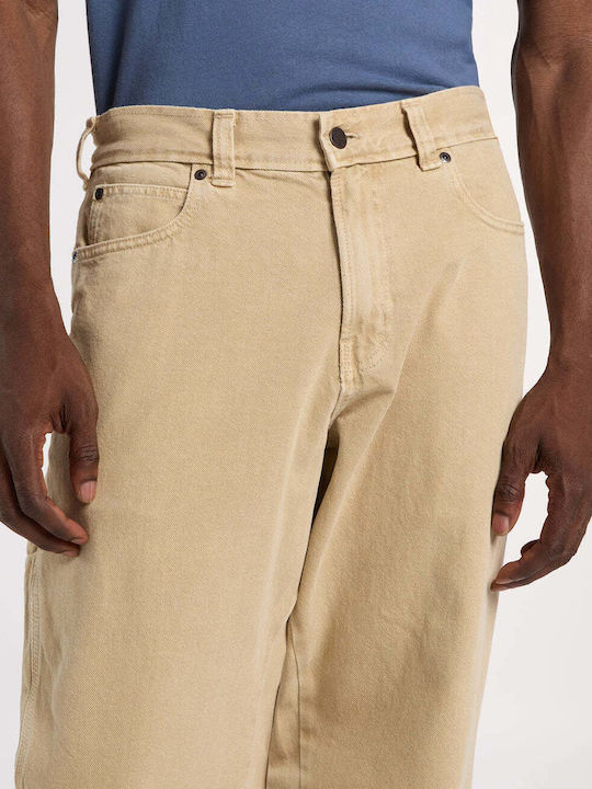 Men's Jeans Pants with Relaxed Tapered Fit Beige