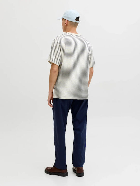 Elastic Trousers in Relaxed Fit Dark Blue