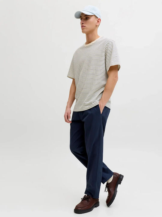 Elastic Trousers in Relaxed Fit Dark Blue