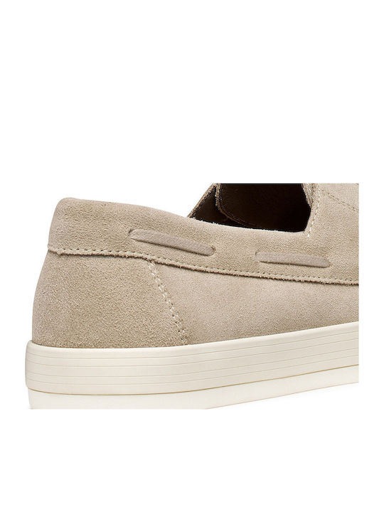Suede Men's Moccasins in Beige Colour