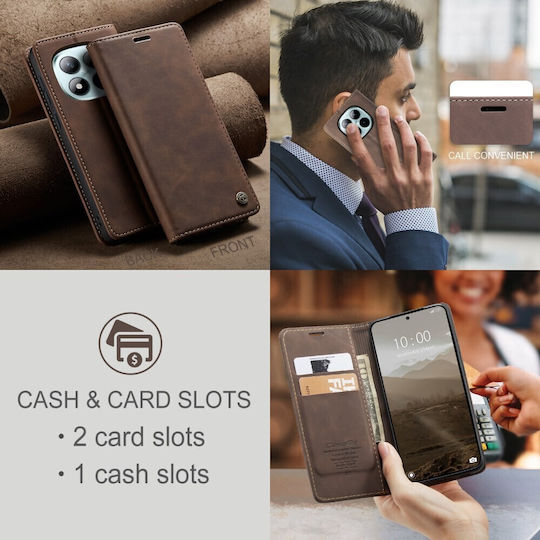 Caseme 013 Retro Θήκη Βιβλίο Coffee Xiaomi Redmi Note 15 Pro Plus 5g/poco M8 Pro 5g