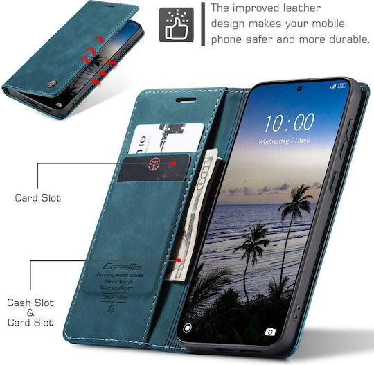Caseme 013 Retro Husă Tip Carte Verde Albastru Xiaomi Redmi Note 15 Pro Plus 5g/poco M8 Pro 5g