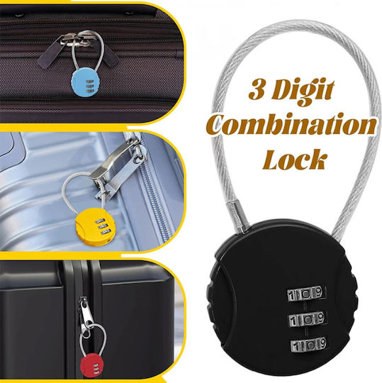 My Choice Lacăt cu Cablu de Sârmă cu Combinație 50mm Negru