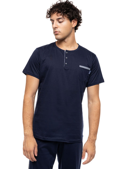 Ulisse Summer Men's Pyjama Yacht Blue Light Grey