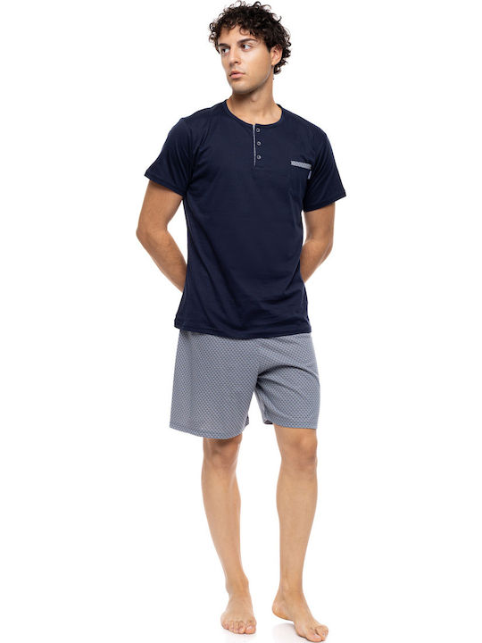 Ulisse Summer Men's Pyjama Yacht Blue Light Grey