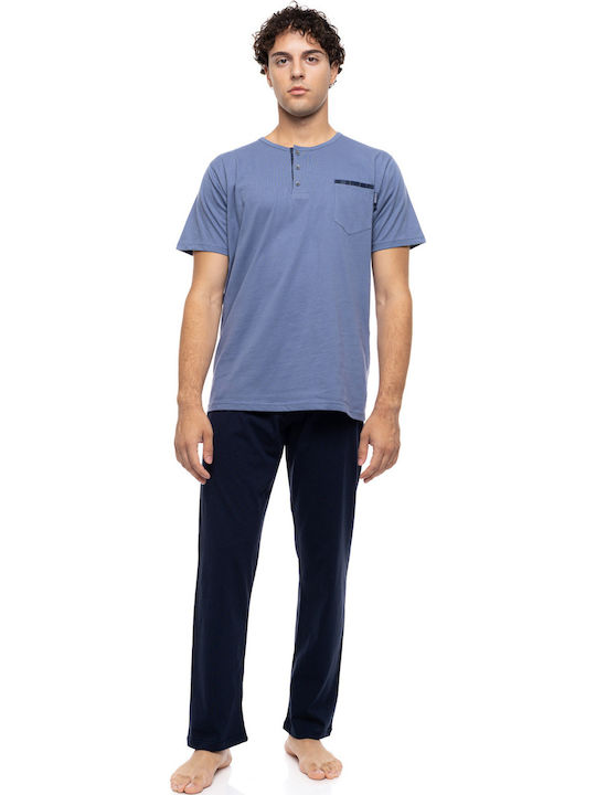 Ulisse Sommer Herrenpyjama Cosmos Blau