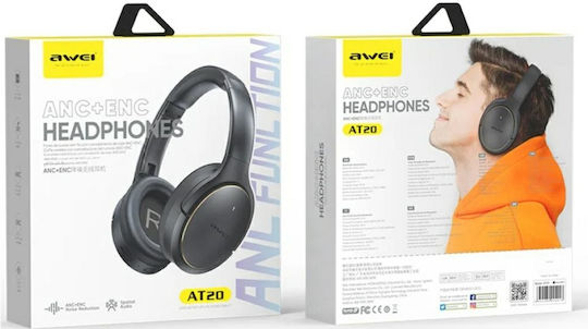 Awei AT20 Wireless Bluetooth Over Ear Headphones with 65 Hours Playing Time Black