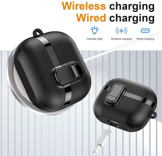 Snap Switch Litchi Textur Fall Samsung Galaxy Buds3 Pro Schwarz