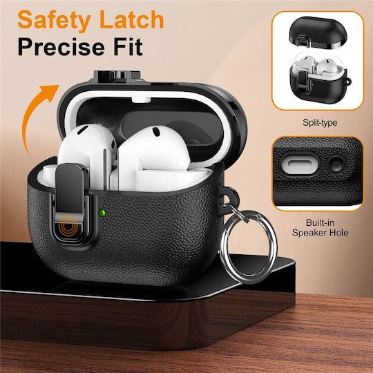 Snap Switch Litchi Textur Fall Samsung Galaxy Buds3 Pro Schwarz