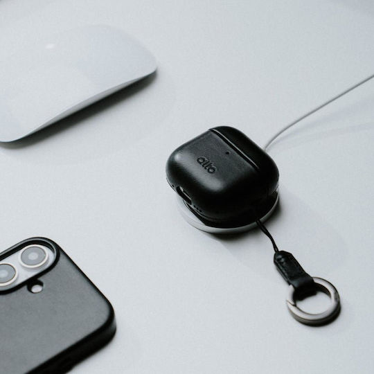 Θήκη Airpods 4th Gen Alto Premium Leather Case Ανθεκτική Σκληρή Δερμάτινη Raven Black Ap424-rav