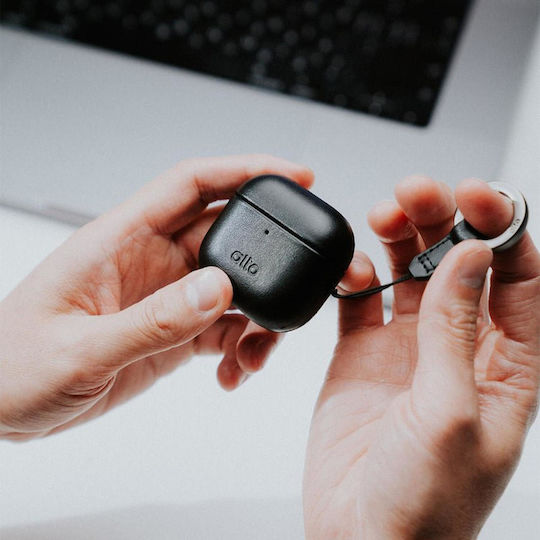 Θήκη Airpods 4th Gen Alto Premium Leather Case Ανθεκτική Σκληρή Δερμάτινη Raven Black Ap424-rav
