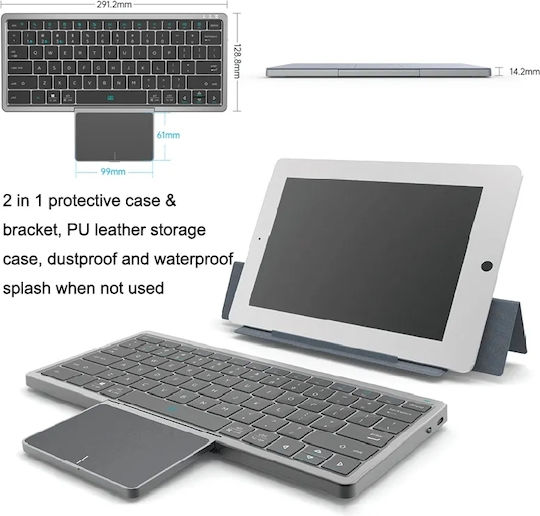 KF8700 Wireless Bluetooth Keyboard for Tablet English US Gray