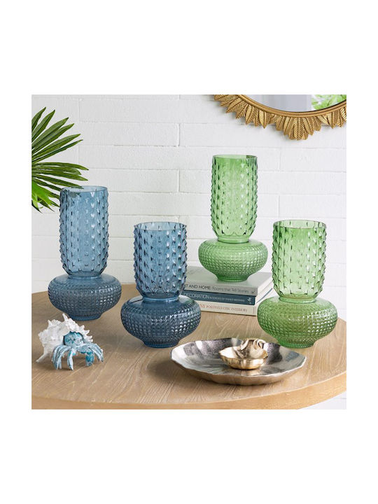 Artekko Decorative Vase Glassy Blue 21.3x21.3x38.3cm