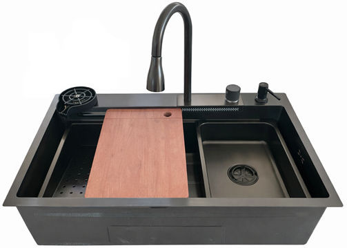 Finetto Ένθετος Νεροχύτης Inox με Μπαταρία Μ80xΠ45cm Μαύρος