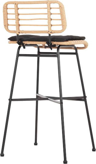 Stool for Bar Outdoor Black-wicker Beige 48x49x99.5cm