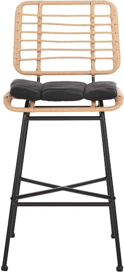 Σκαμπό Μπαρ Rattan Μαύρο-wicker Μπεζ 46x46x99cm Σκαμπό Μπαρ Rattan Μαύρο-wicker Μπεζ 46x46x99cm