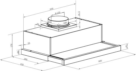 Heinner Sliding Vent Hood 90cm Black
